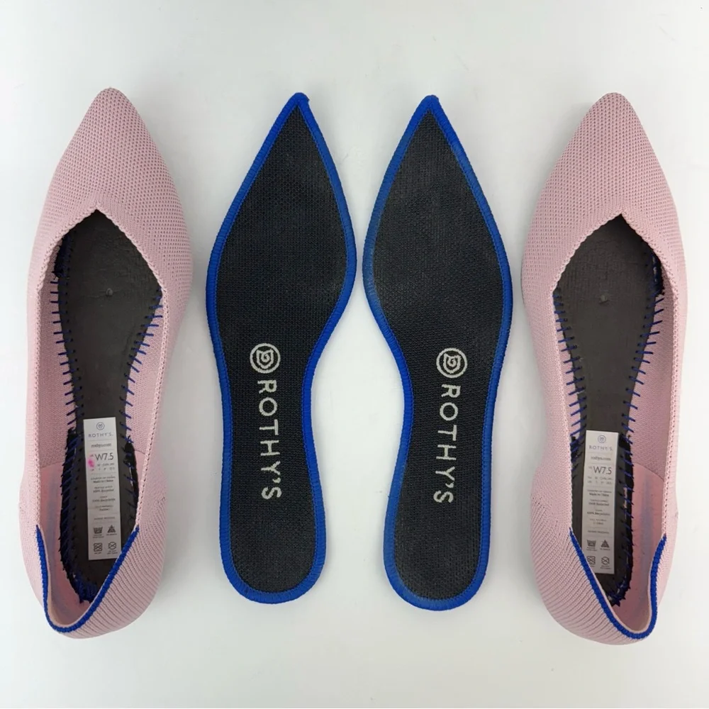 Rothy's size 7.5 Women’s The Point Petal Pink Pointed Toe Slip-On Ballet Flats